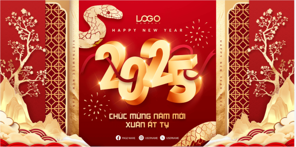 Nền năm mới 2025 vàng đỏ sang trọng | Luxury Red Gold 2025 New Year Background  Templates PSD