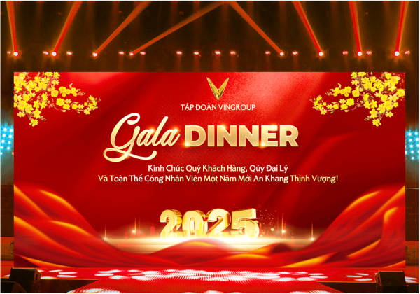 Banner Gala Dinner Tết 2025 Chào Mừng Năm Mới Trên Nền Sân Khấu Màu Đỏ | Gala Dinner Banner For Tet 2025 To Celebrate The New Year On A Red Stage Background  Templates PSD